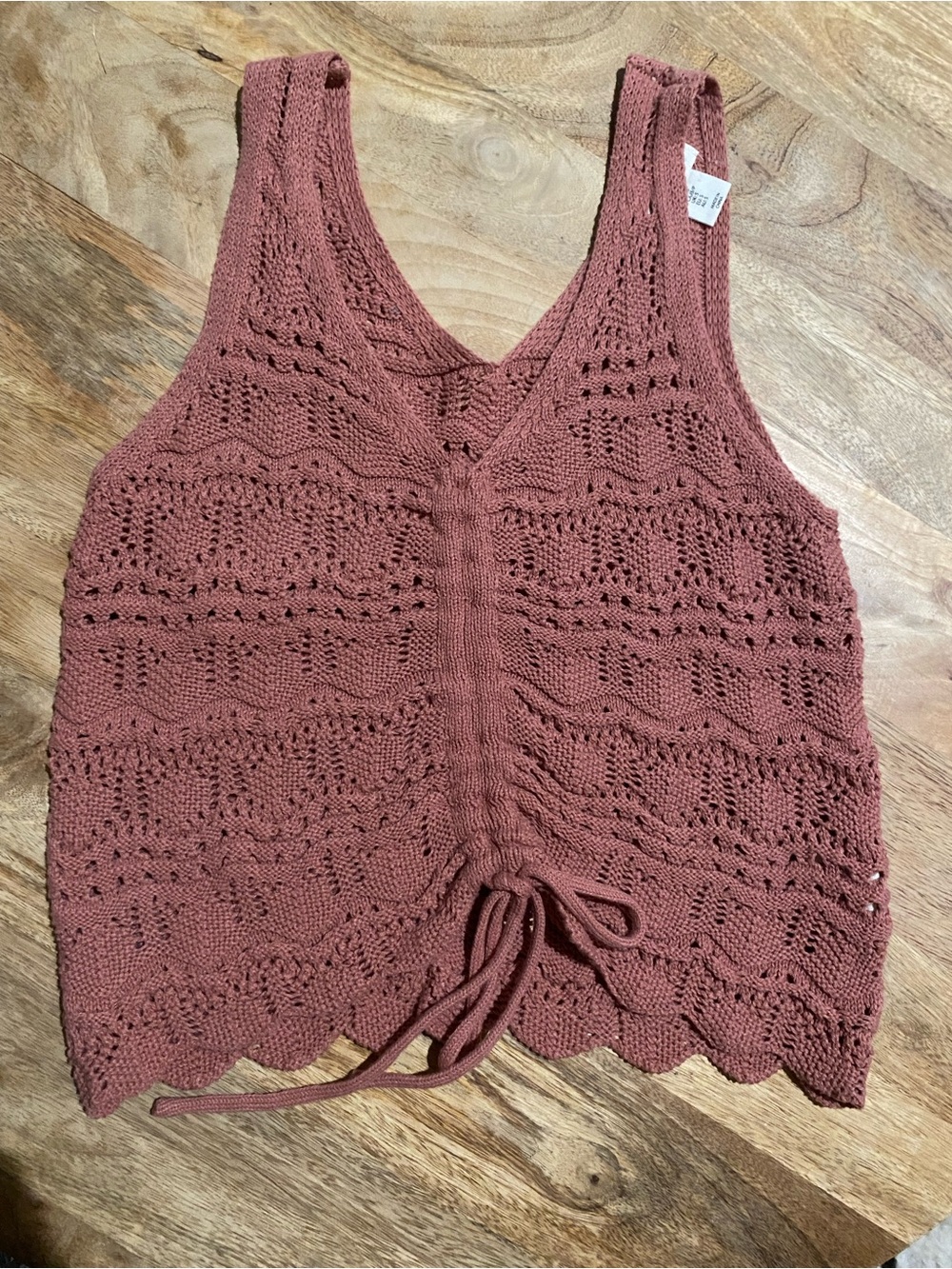 NWOT Jessica Simpson Mauve Crochet Knit Tie-Front Tank